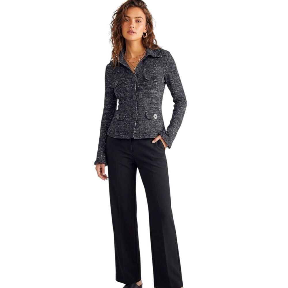 Charles Chang-Lima Womens Blazer Jacket Tweed-Style Button Front Office Sz Small